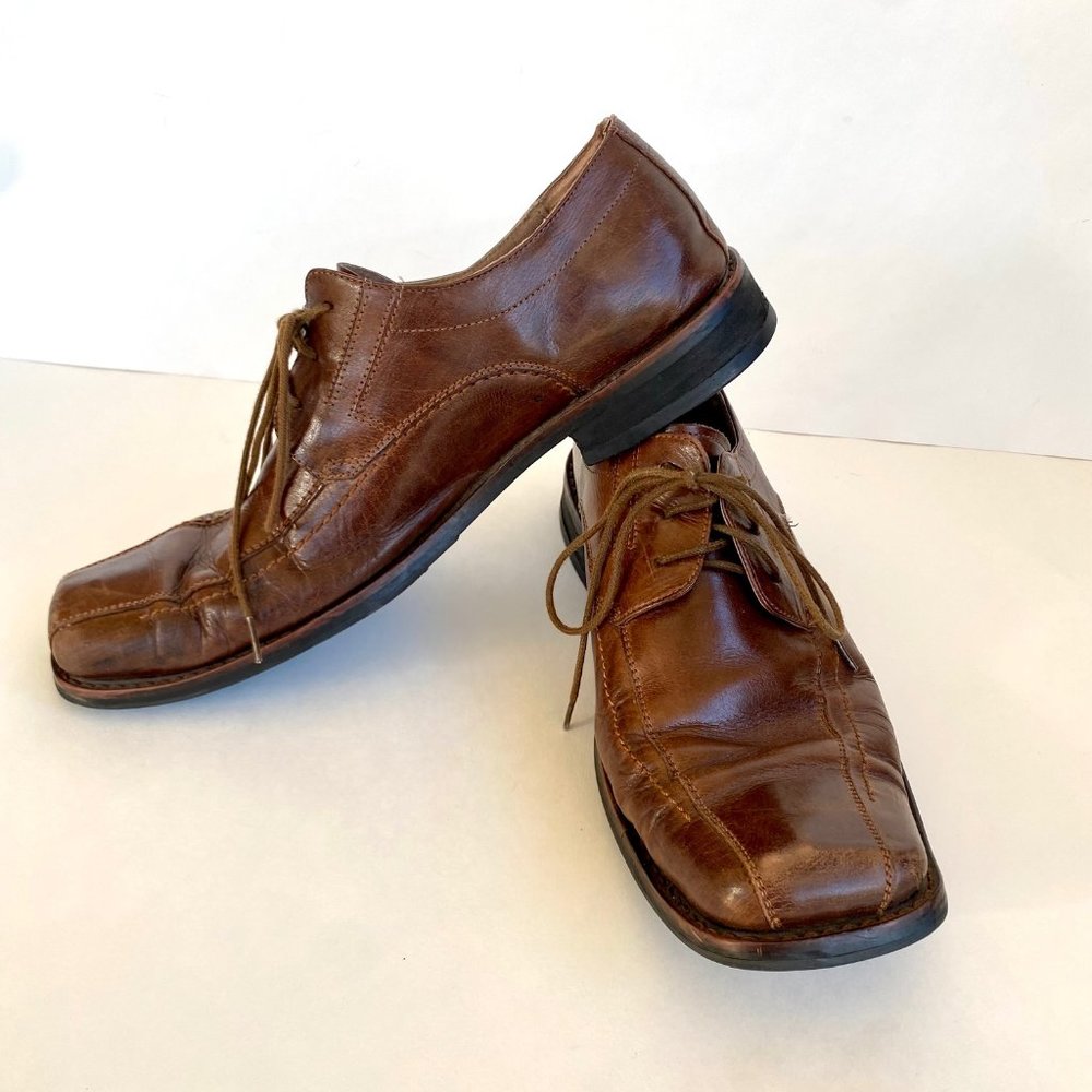 Square Toe Fratelli Men's Dress Shoes Sz 10 Brown Genuine Leather Made in Italy